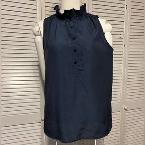 JCrew Sleeveless Blouse Size 0 Color Blue very cute top and 1/2 button down